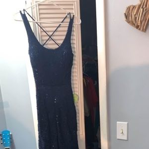 Long dark blue dress